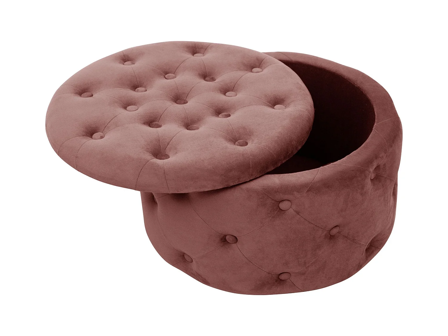 Pouf AKORD ALIA aus Samtstoff mit Stauraum in Rosa Durchmesser 55 cm Höhe 30 cm