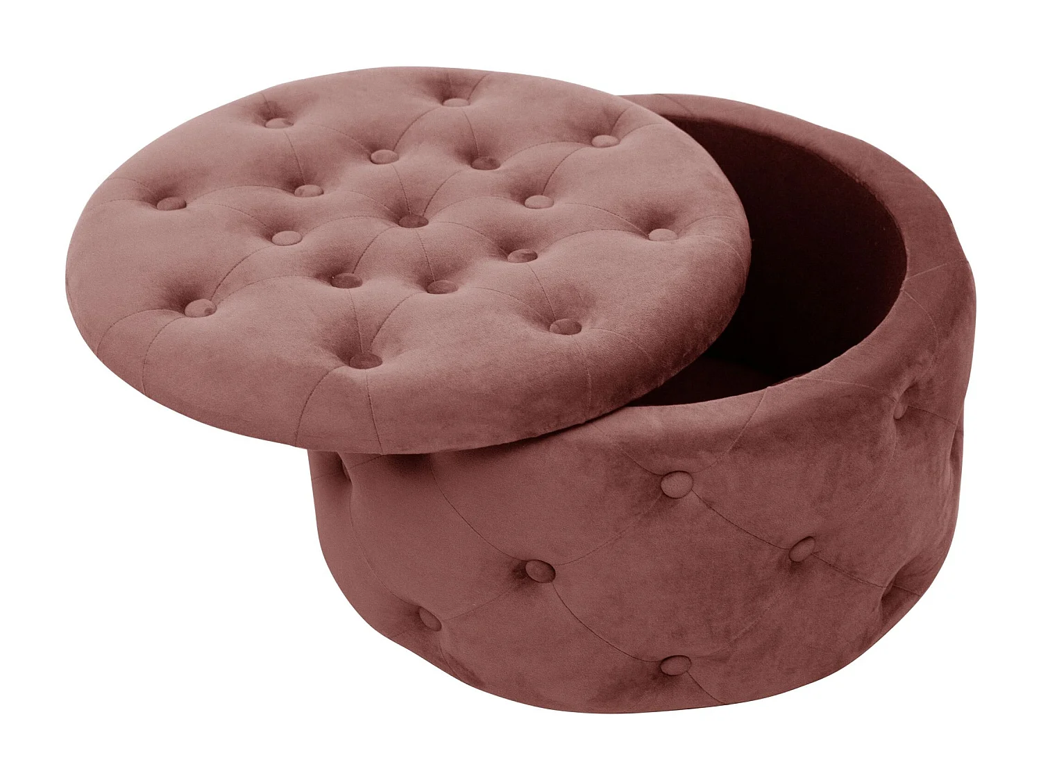 Pouf de Rangement avec Couvercle matelassé AKORD ALIA velour colour Rose hauteur 30 cm