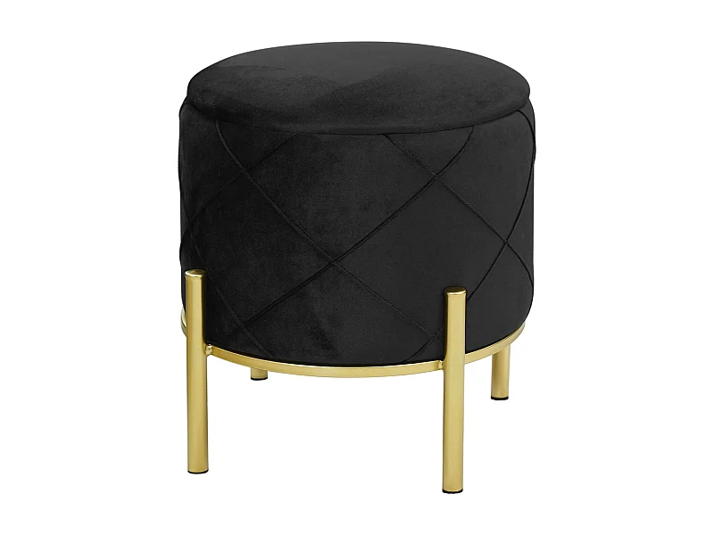 Pouf de Rangement avec Couvercle matelassé AKORD SAVANA velour colour Noir hauteur 40 cm