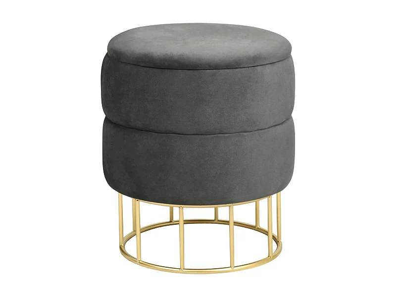 Pouf de Rangement avec Couvercle matelassé AKORD ELZA velour colour Gris Graphite hauteur 42 cm