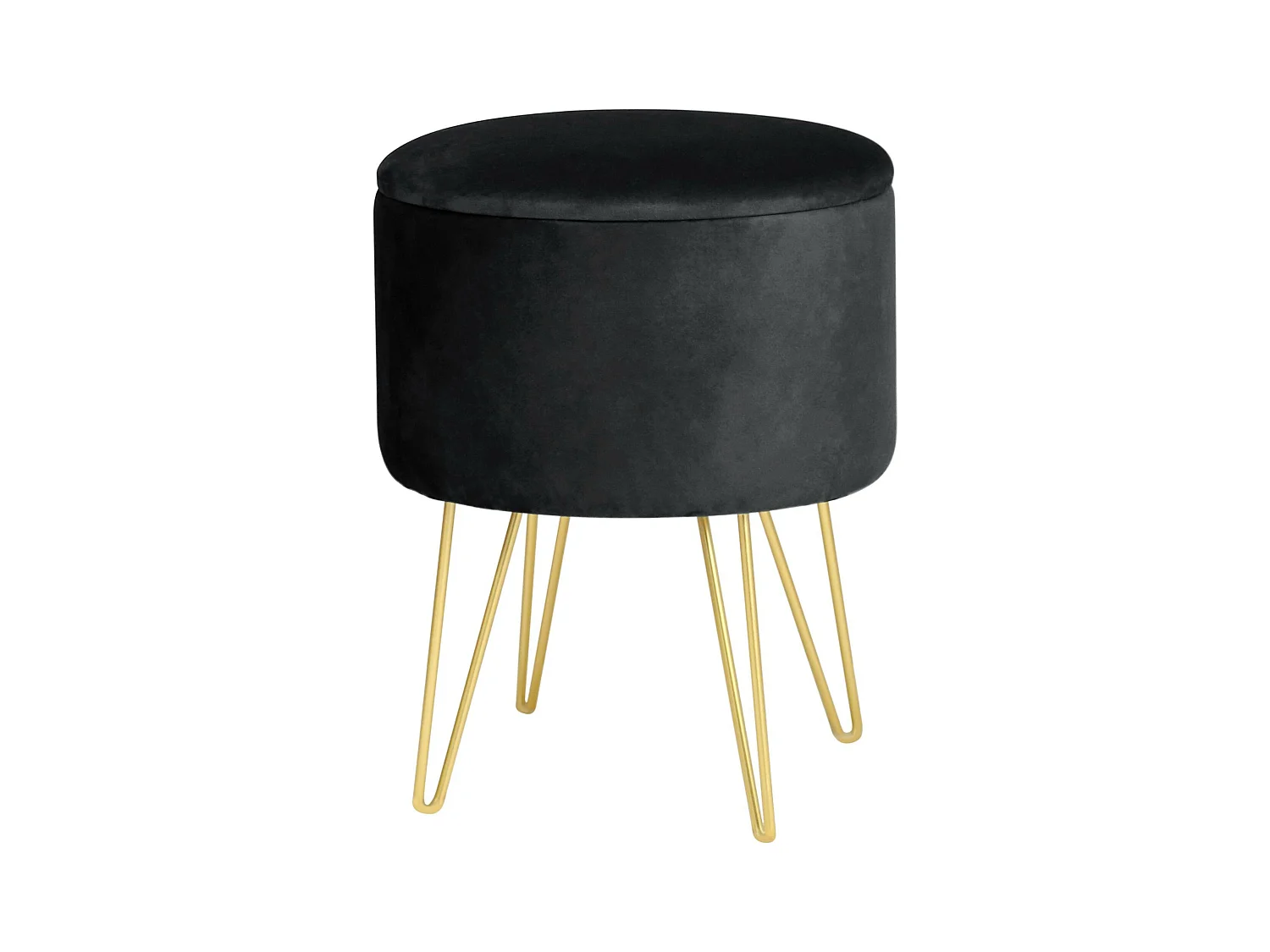 Pouf de Rangement avec Couvercle AKORD LILI velour colour Noir hauteur 45 cm