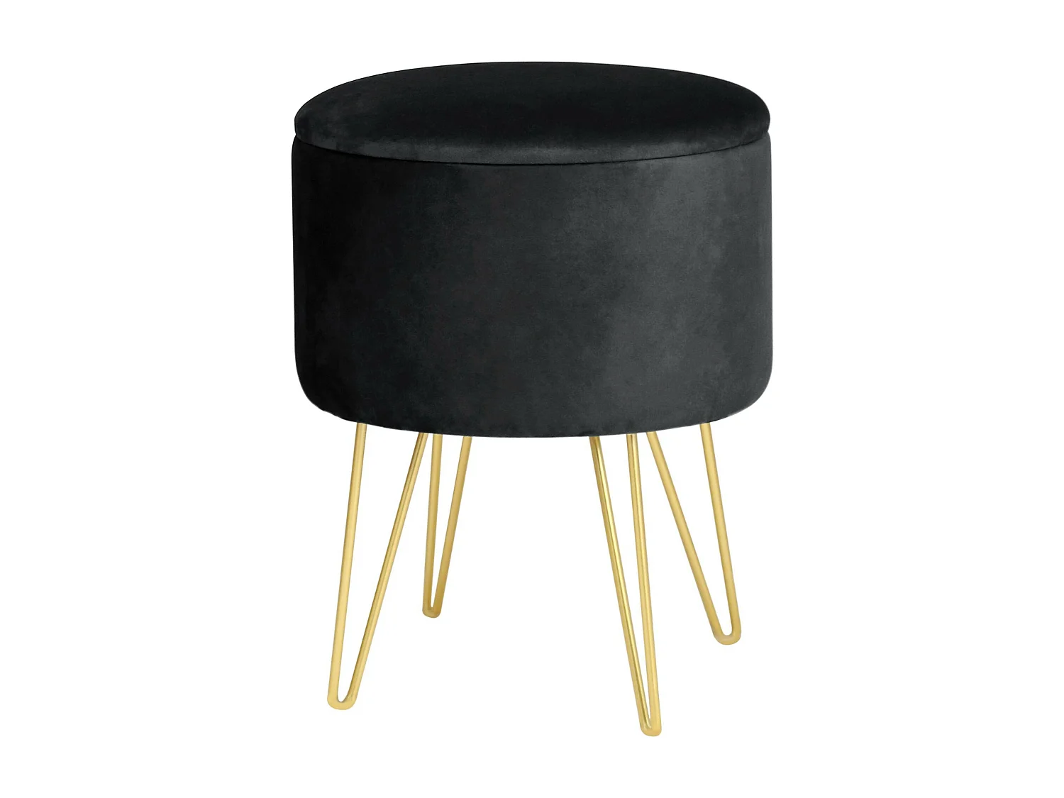 Pouf de Rangement avec Couvercle AKORD LILI velour colour Noir hauteur 45 cm