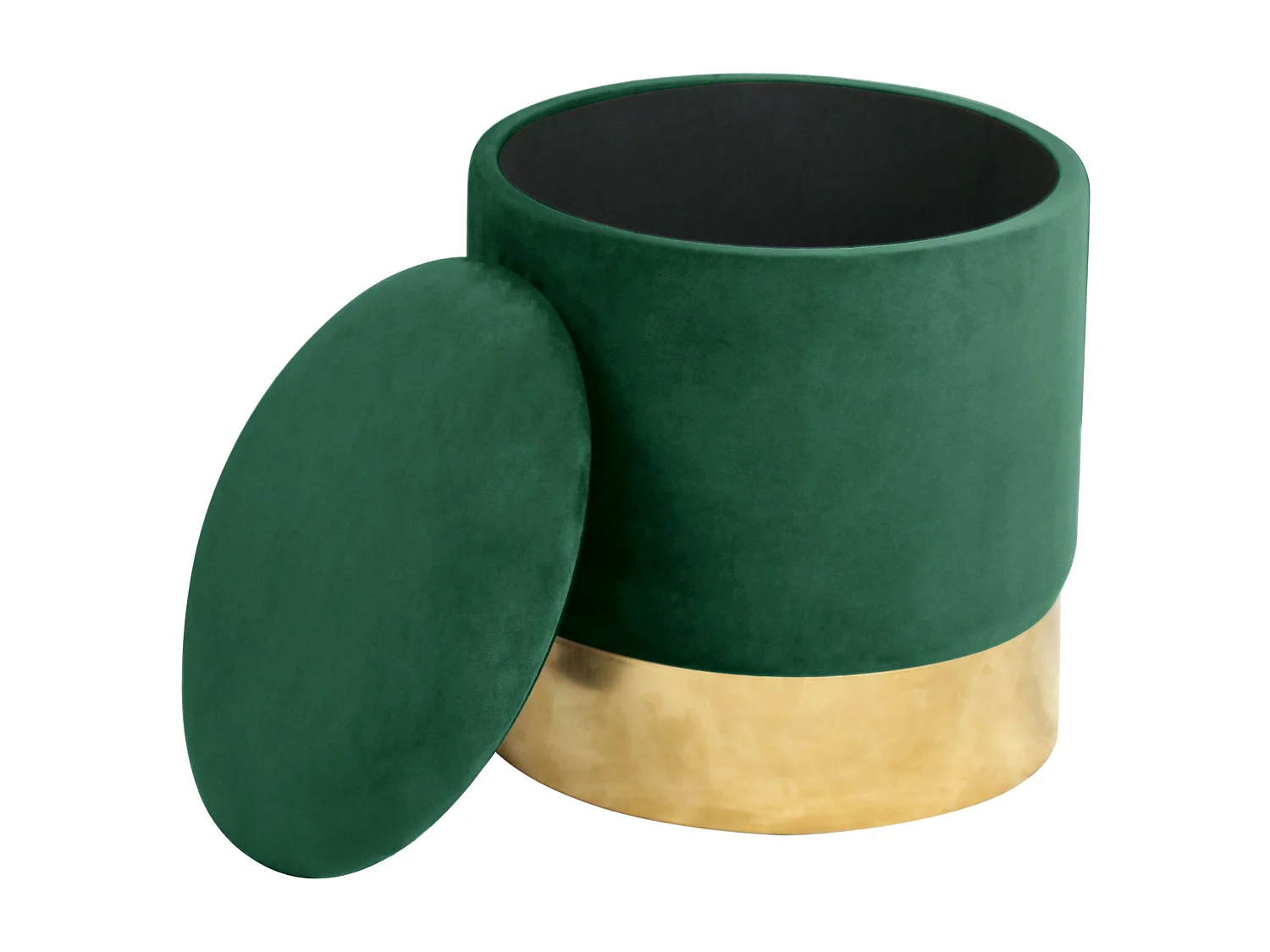 Pouf a scomparto rotonda in velluto AKORD GOLDEN colore Verde bottiglia