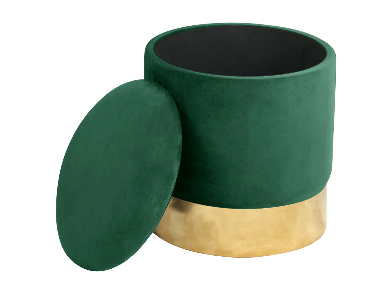 Puf redondo de terciopelo con almacenamiento AKORD GOLDEN Verde Botella