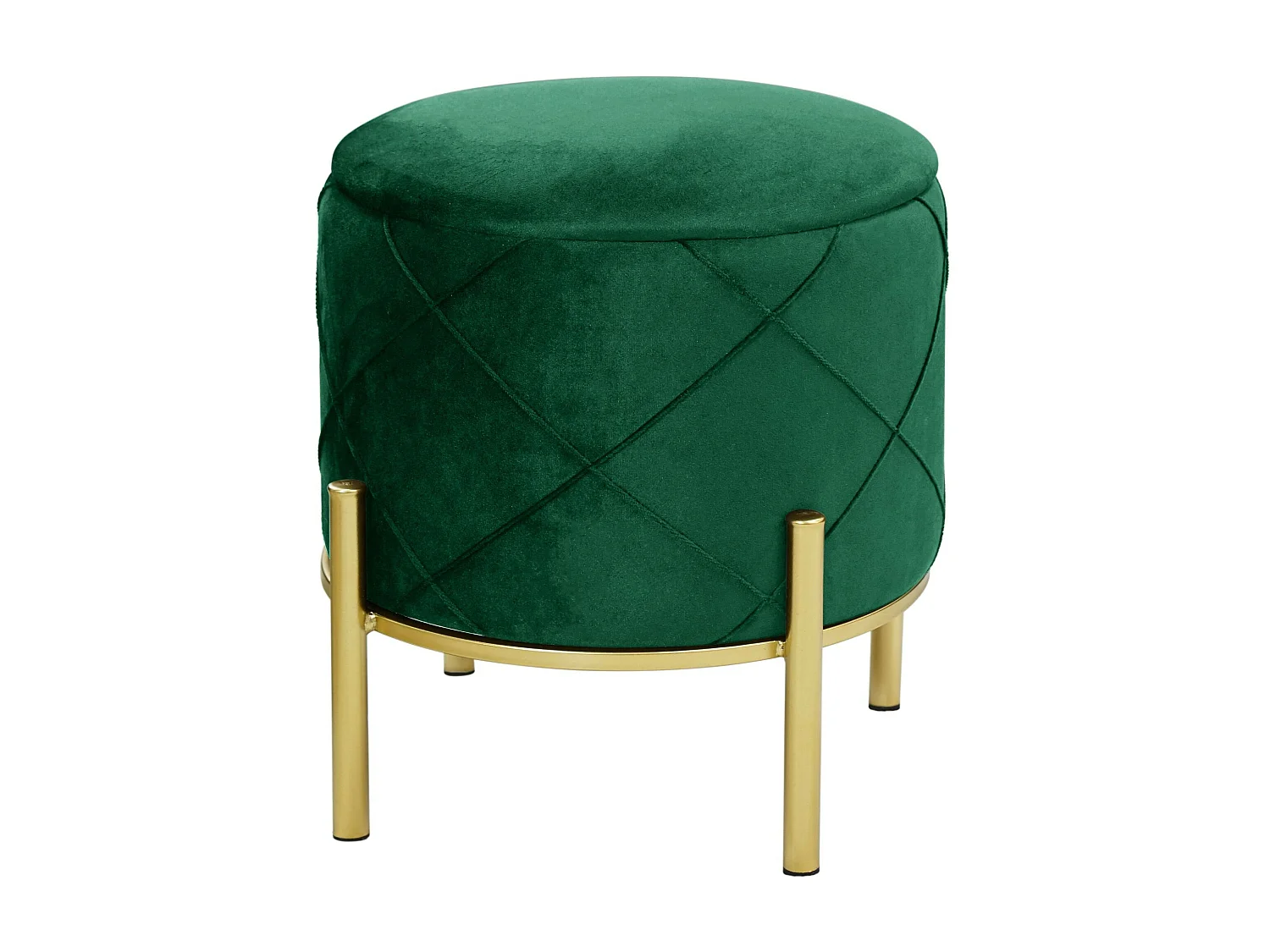 Pouf de Rangement avec Couvercle matelassé AKORD SAVANA velour colour Vert Bouteille hauteur 40 cm
