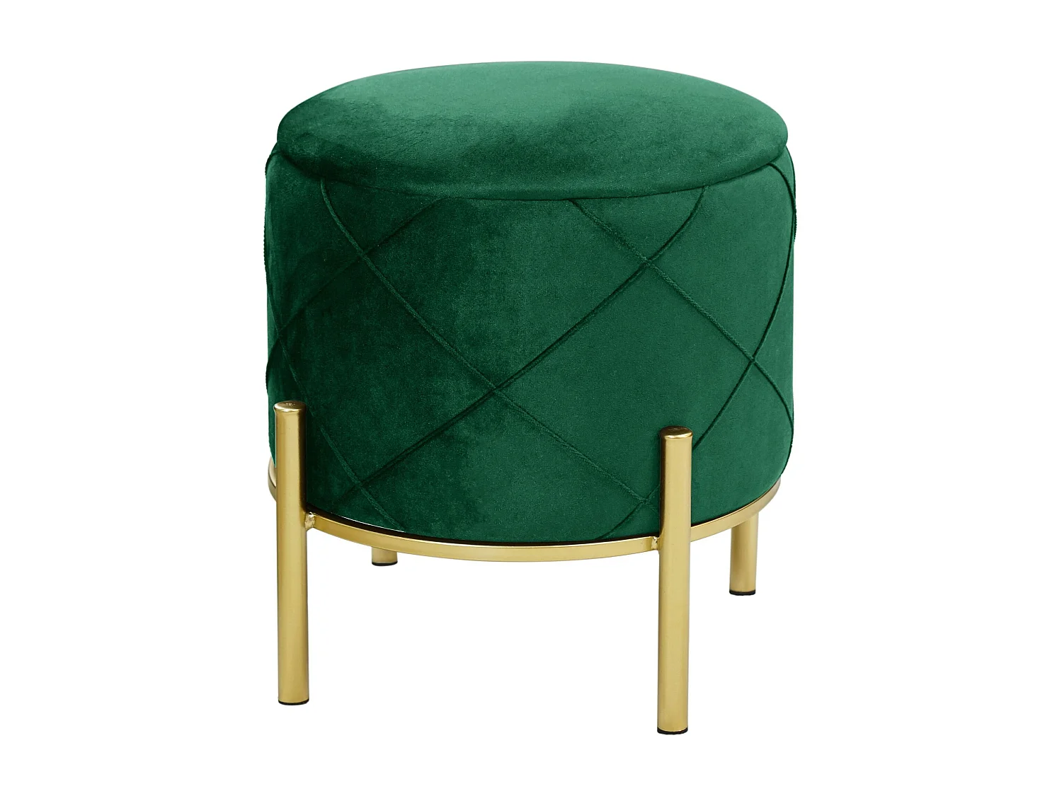 Pouf de Rangement avec Couvercle matelassé AKORD SAVANA velour colour Vert Bouteille hauteur 40 cm