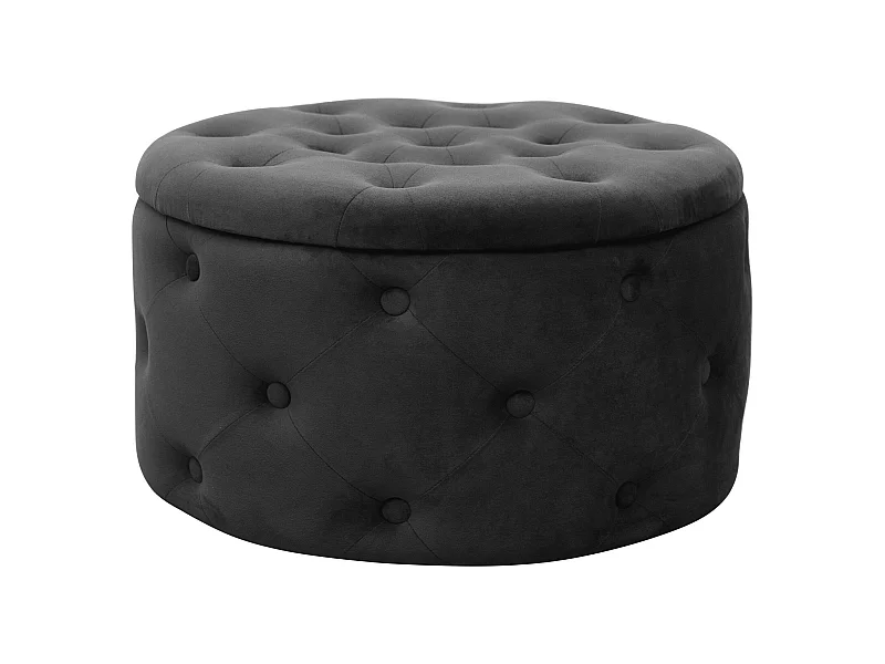 Pouf AKORD ALIA aus Samtstoff mit Stauraum in Schwarz Durchmesser 55 cm Höhe 30 cm