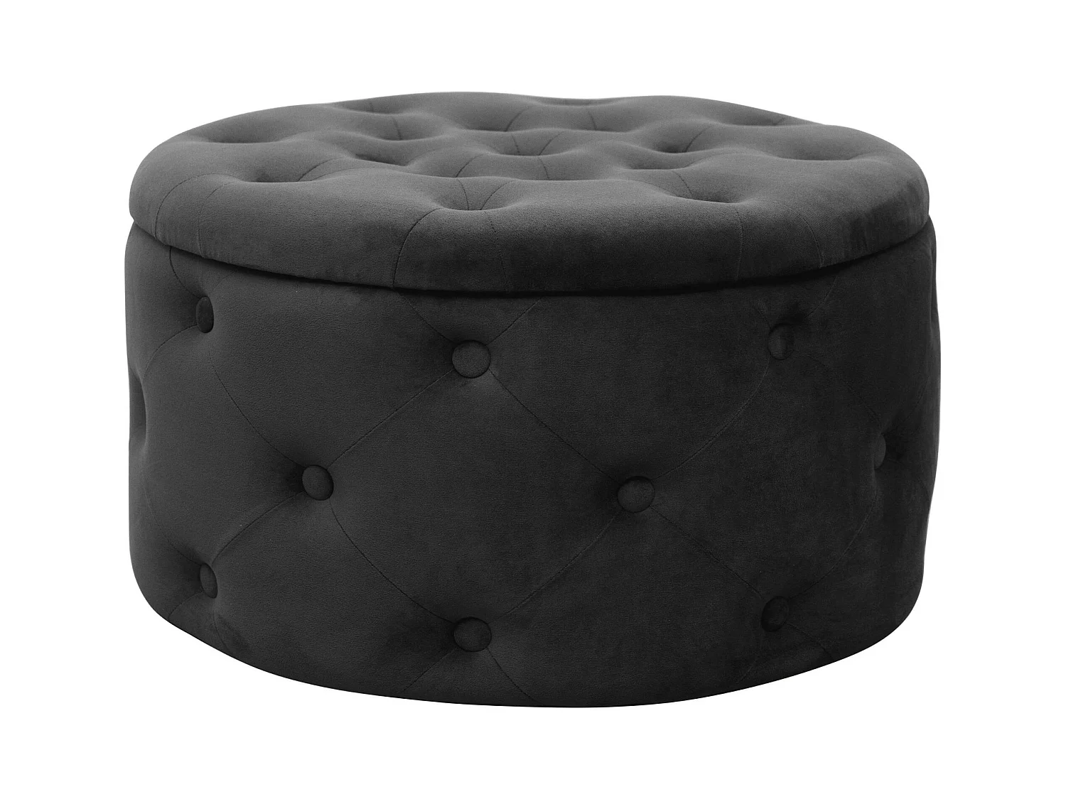 Pouf de Rangement avec Couvercle matelassé AKORD ALIA velour colour Noir hauteur 30 cm