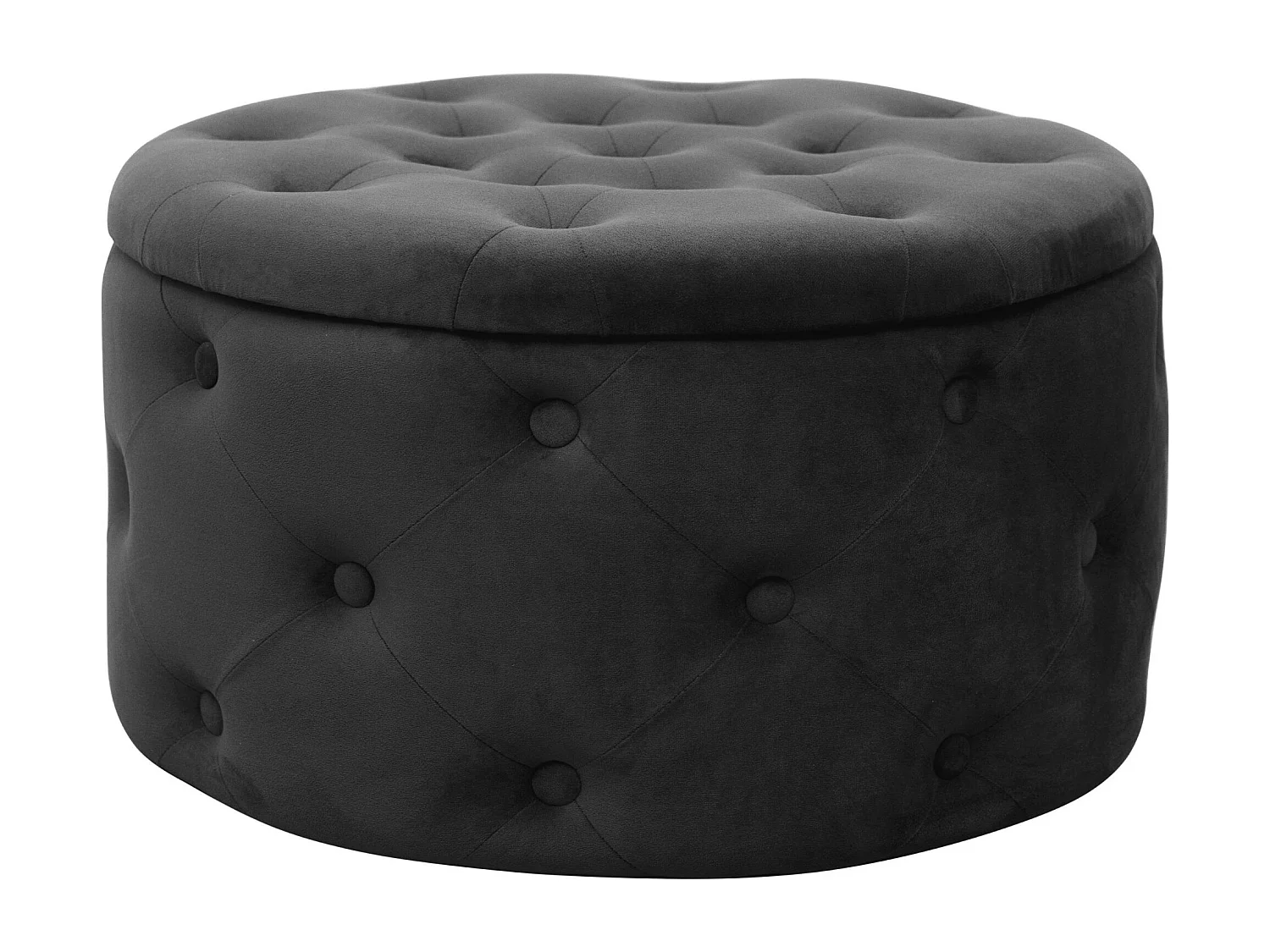 Pouf de Rangement avec Couvercle matelassé AKORD ALIA velour colour Noir hauteur 30 cm