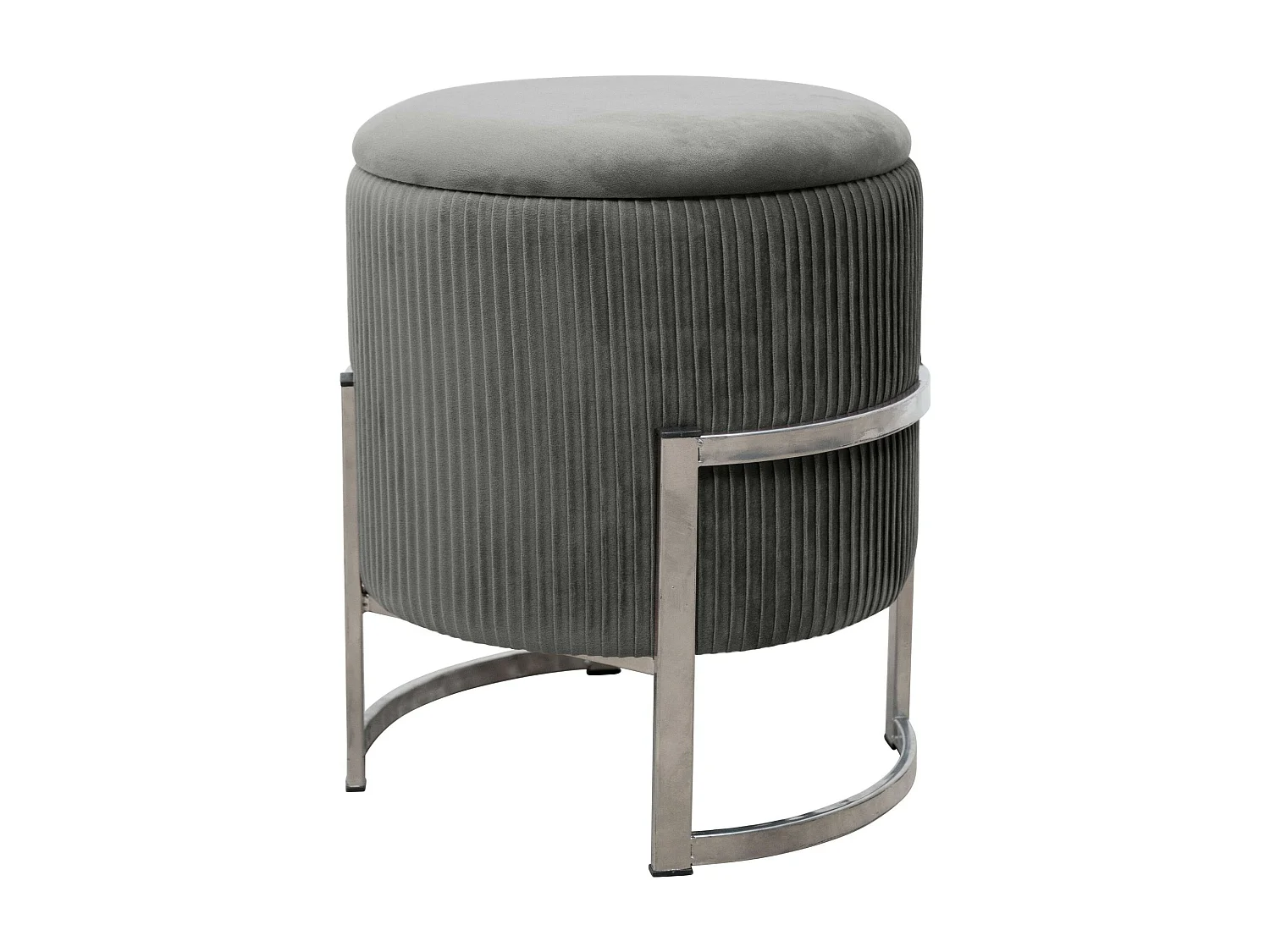 Pouf de Rangement avec Couvercle AKORD PORTO velour colour Gris Graphite hauteur 46 cm