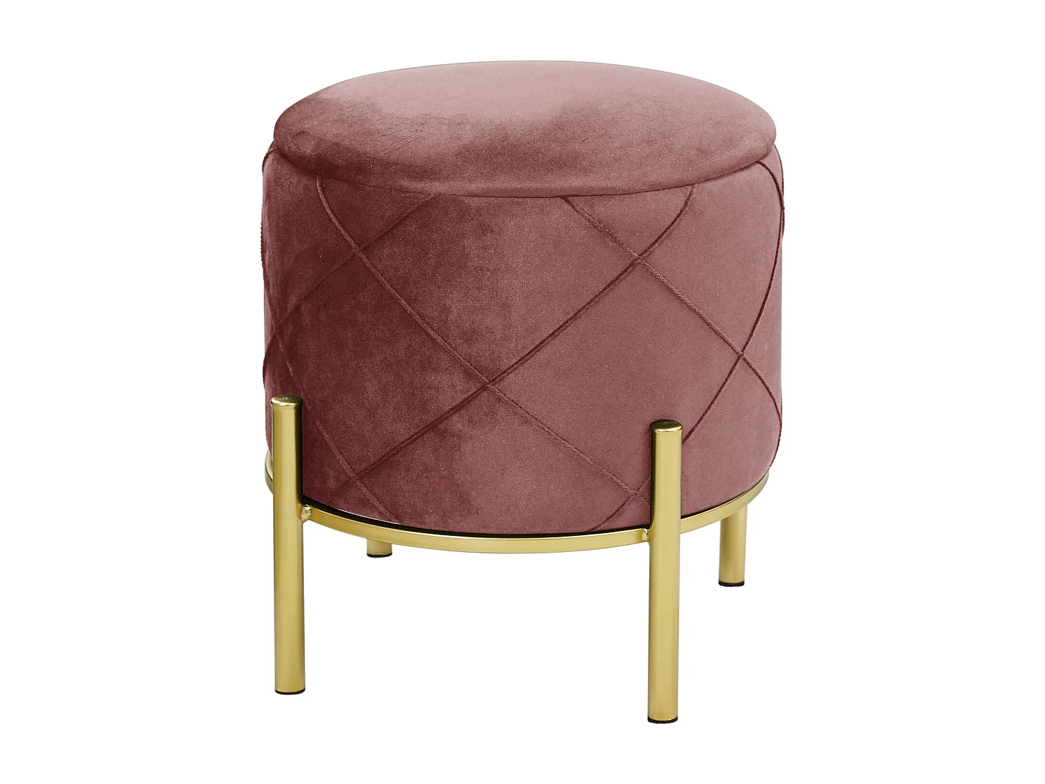Pouf de Rangement avec Couvercle matelassé AKORD SAVANA velour colour Rose hauteur 40 cm