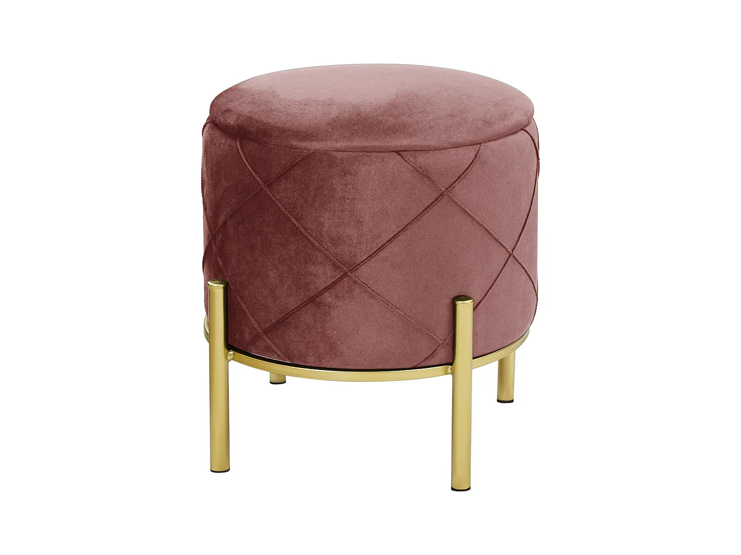 Puf redondo de terciopelo con almacenamiento AKORD SAVANA Rosa