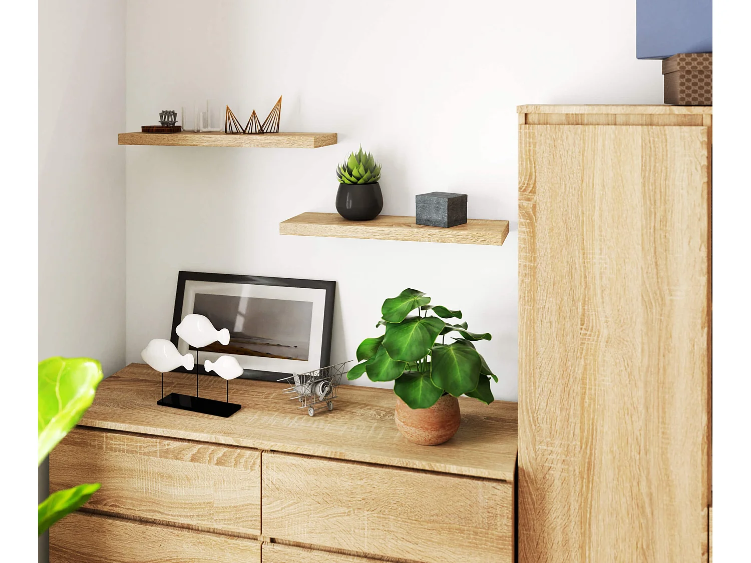 Wandplank PS-3 60cm in Sonoma Eiken, Laminaat, Met ABS Rand, Zelfmontage, Enkelvoudige Plank