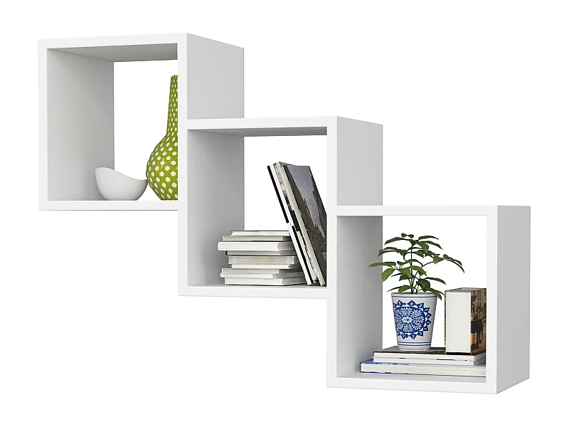 Star Witte Wandplank - Moderne Ophangkast, 78x55x20 cm, Mat Wit Afwerking