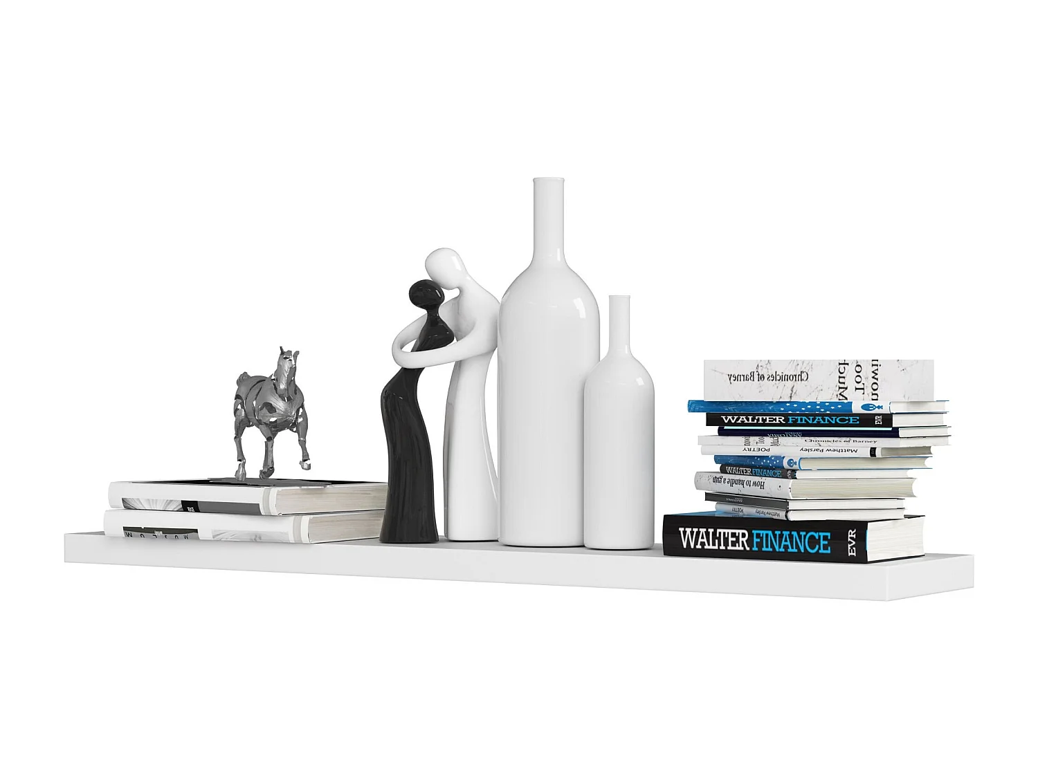 Wandplank PS-5 Wit 100cm - Modulaire zwevende wandplank van gelamineerd MDF met ABS-randafwerking, ideaal voor eigentijdse interieurs