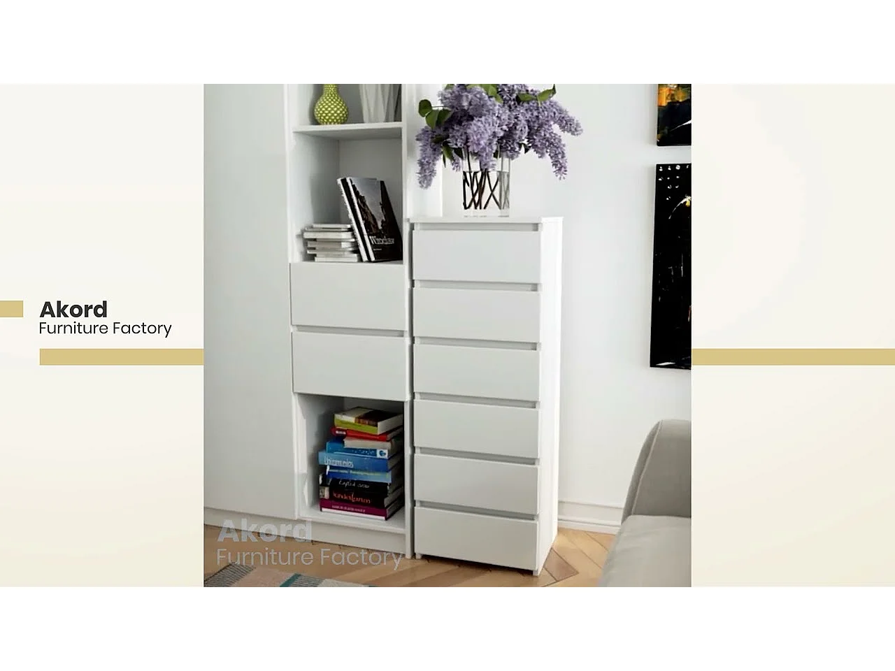 Ladekast CL6 met 6 Lades / AKORD Furniture Factory / Grafietgrijs - Artisan Eik / 40x109x35 cm