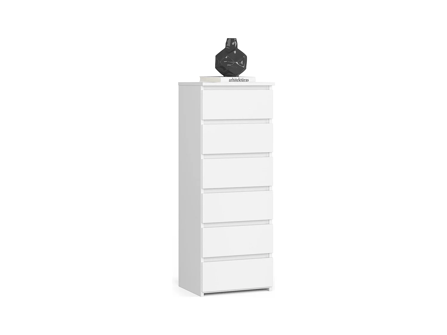 Commode AKORD CL6 Blanche 40 cm 6 tiroirs façade Blanche 40x35x109 cm