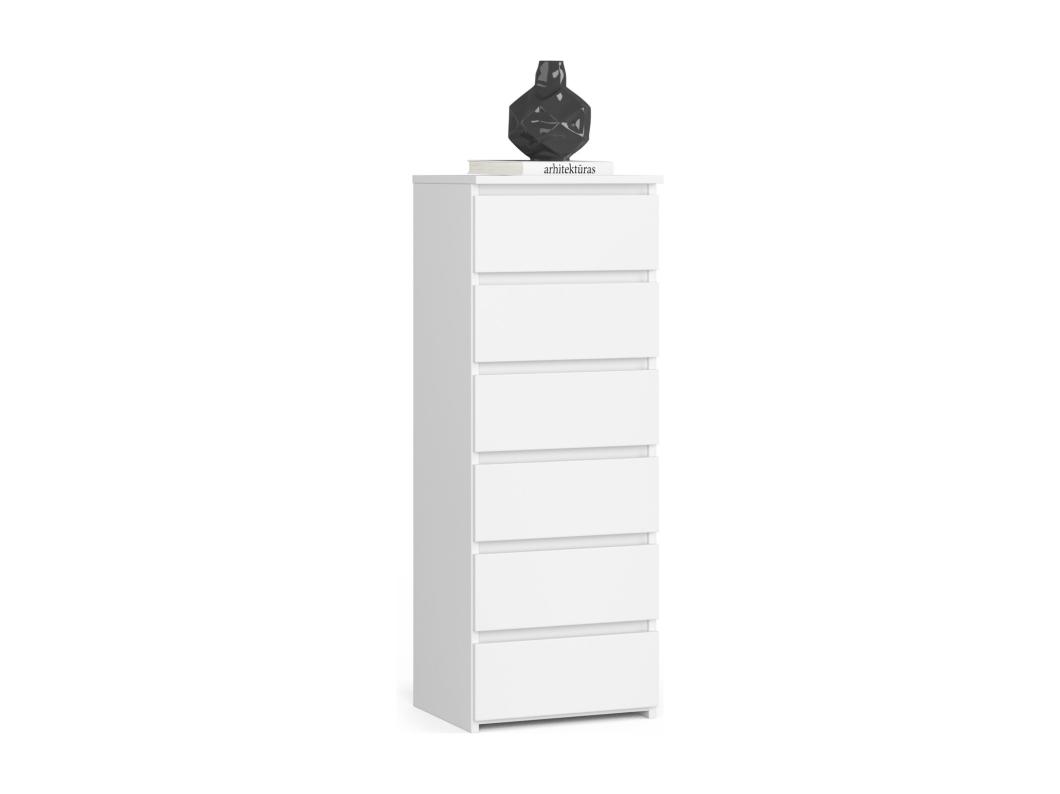 Cómoda AKORD CL5 Blanco 40 cm 6 cajones frente frente en color Blanco 40x35x109 cm