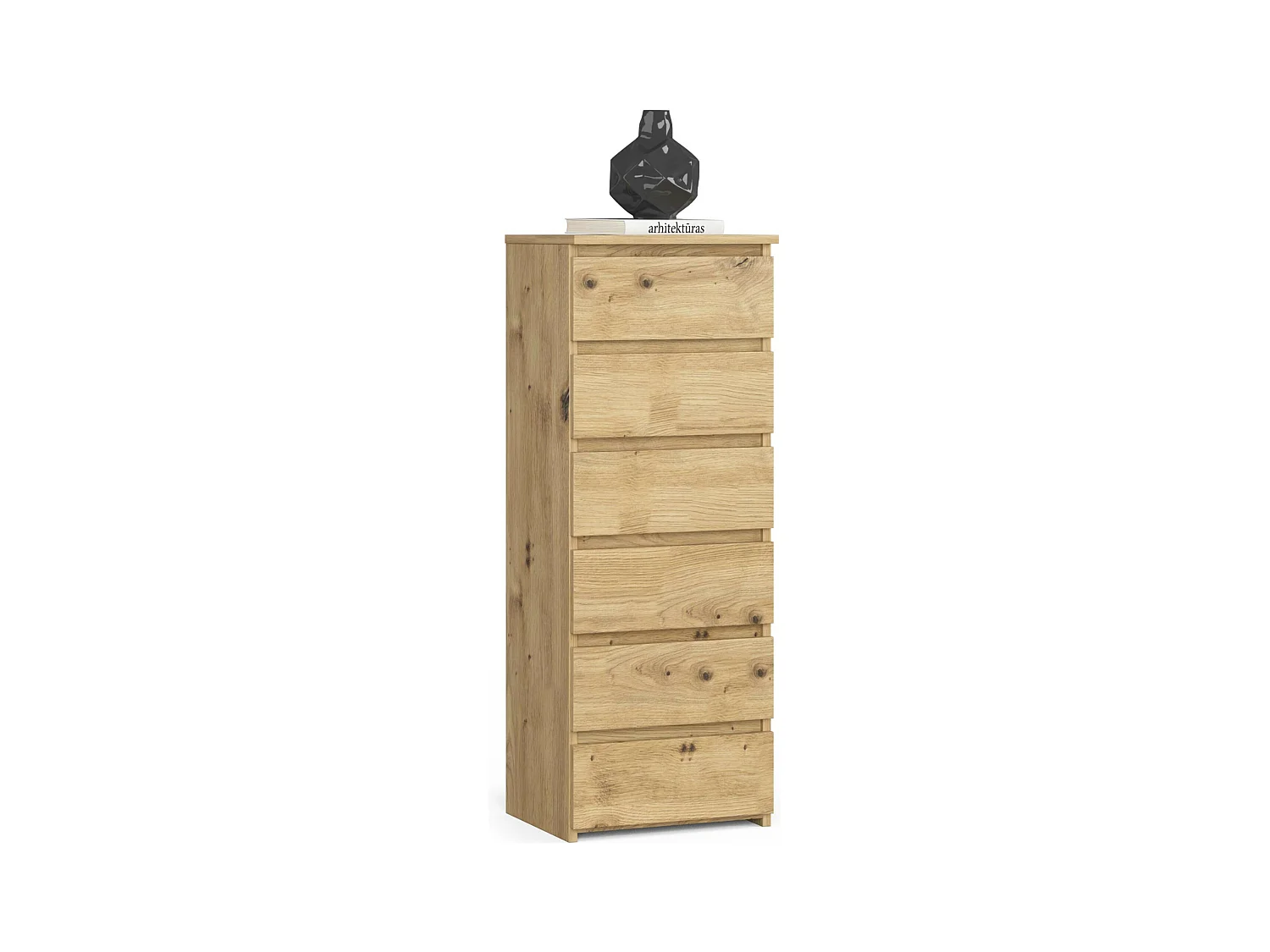 Commode AKORD CL6 Chêne Artisan 40 cm 6 tiroirs façade Chêne Artisan 40x35x109 cm