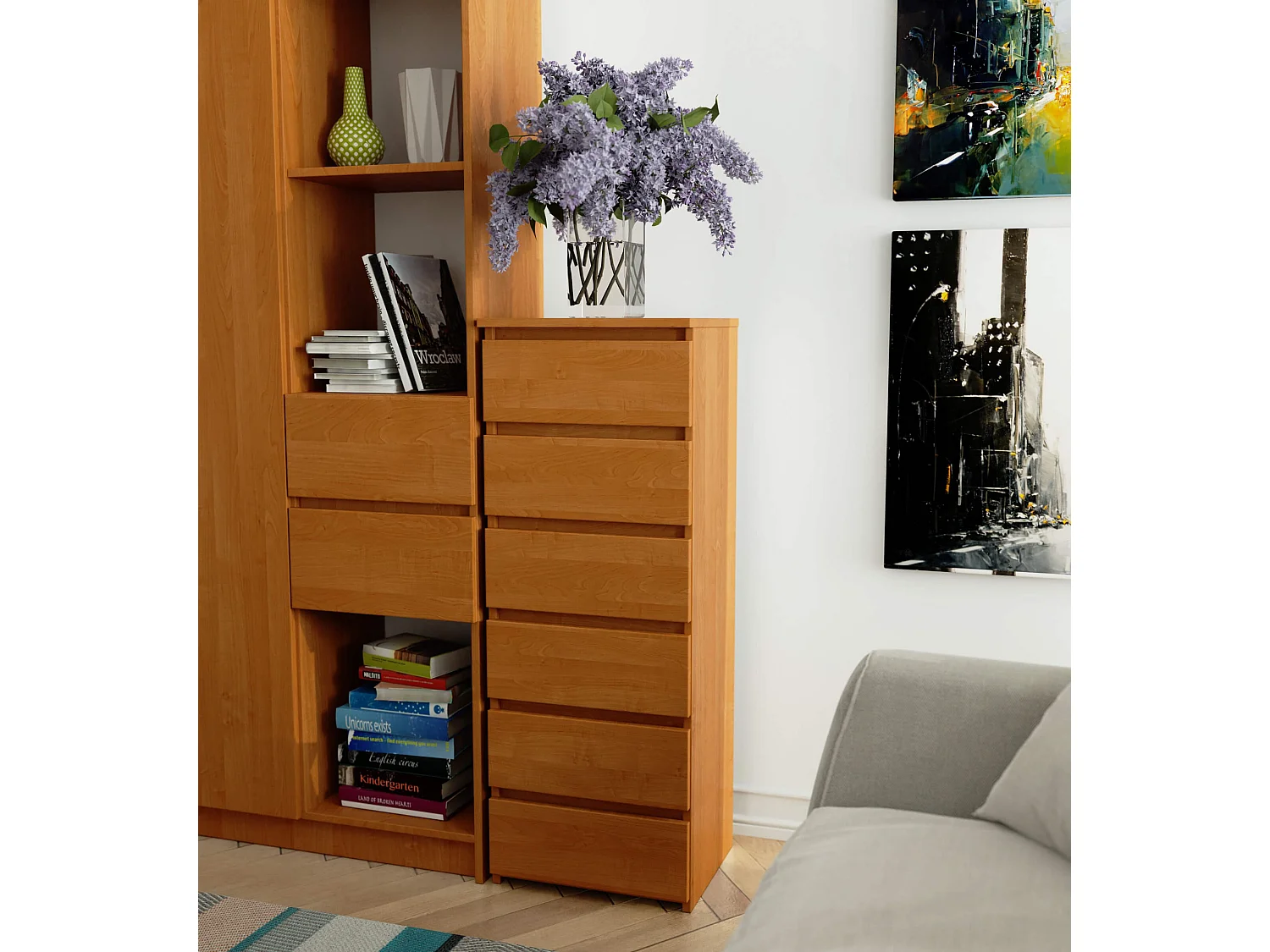 Cassettiera AKORD CL6 Cassettiera Ontano 40 cm 6 cassetti 40x35x109 cm