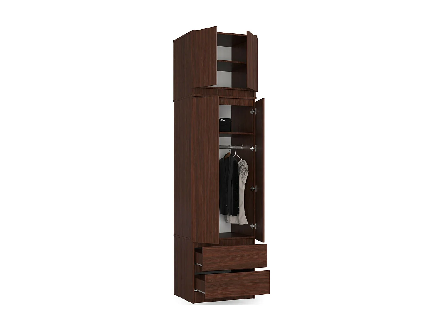 Schrankaufsatz für Kleiderschrank AKORD S60 Wenge 60 cm 2 Türen 2 Ebenen B60 x H55 x T51 cm