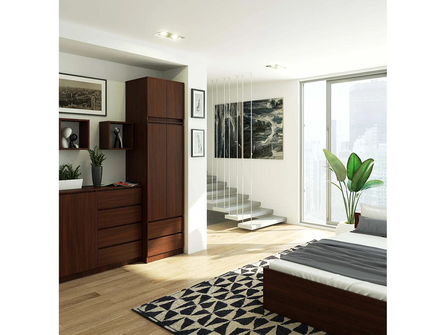 Schrankaufsatz für Kleiderschrank AKORD S60 Wenge 60 cm 2 Türen 2 Ebenen B60 x H55 x T51 cm