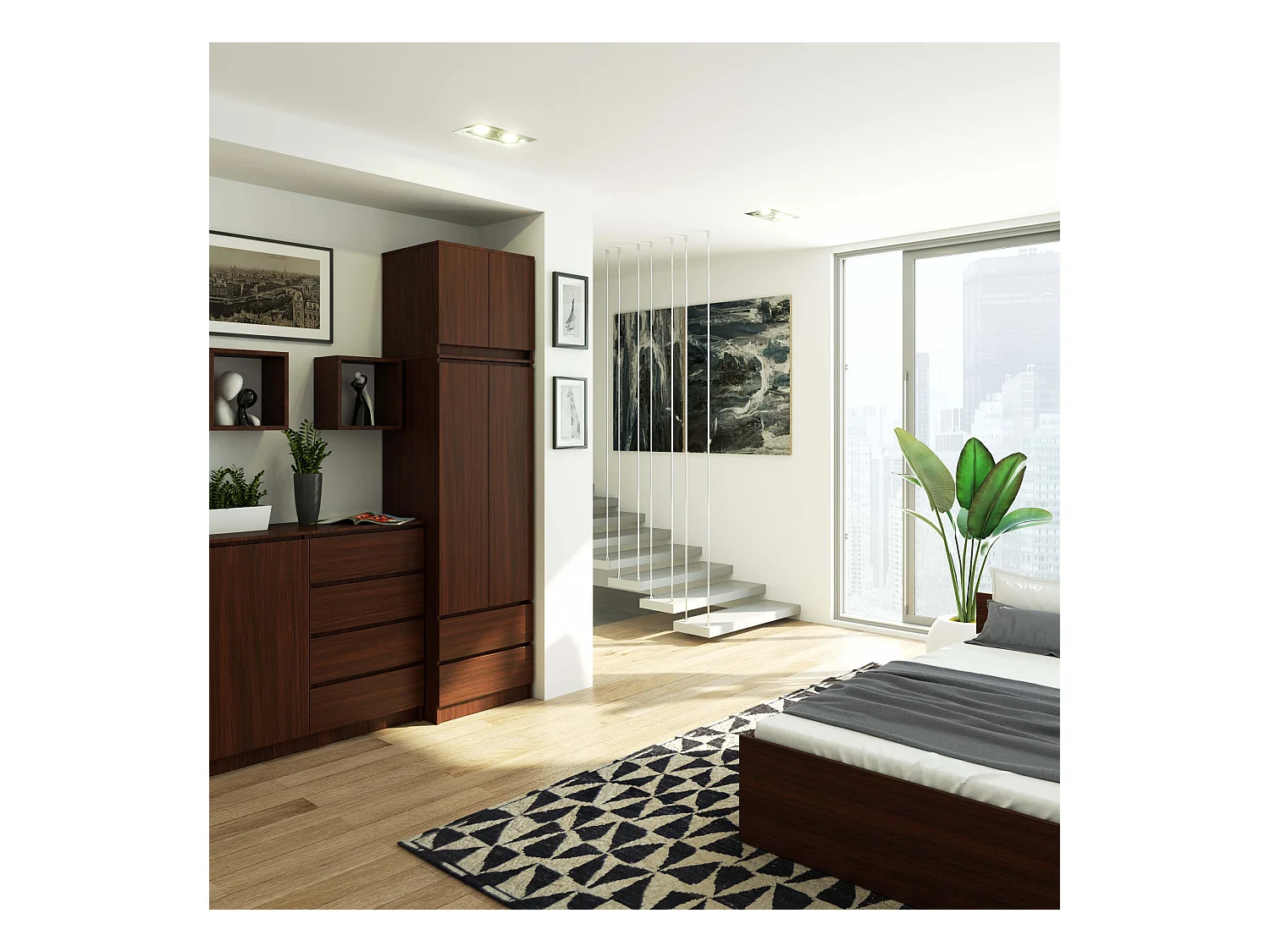 Nadstawka na szafę AKORD S60 Wenge 60 cm 2 drzwi kolor Wenge mat 2 półki 60x51x55 cm