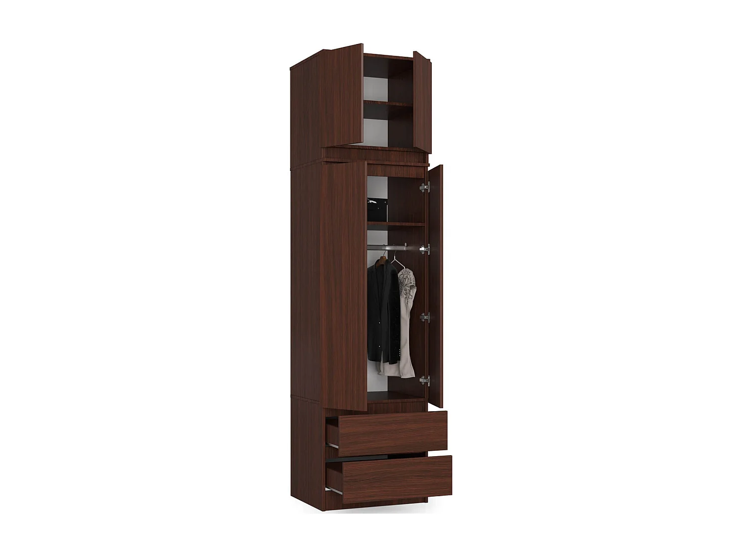 Surmeuble pour armoire AKORD S60 Wengé 60 cm 2 portes façade Wengé 2 étagères 60x51x55 cm