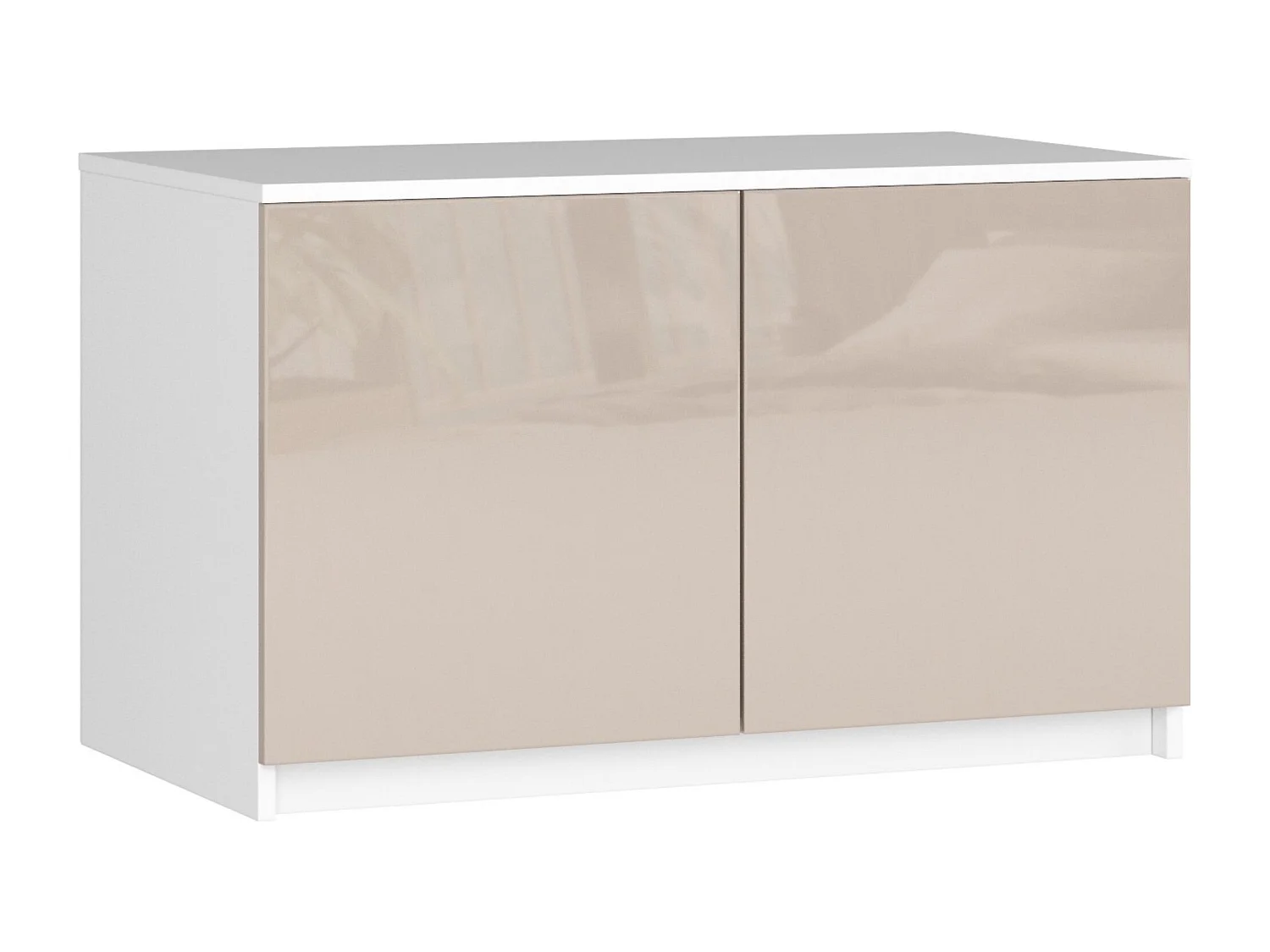 Surmeuble pour armoire AKORD S90 Blanc 90 cm 2 portes façade Cappuccino Brillant 2 étagères 90x51x55 cm