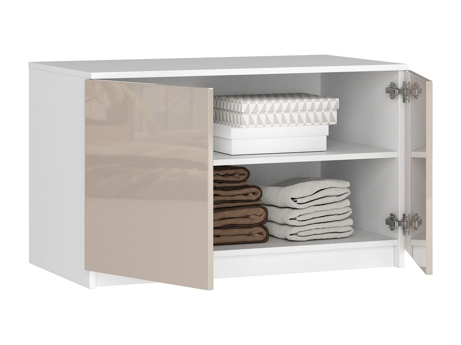Surmeuble pour armoire AKORD S90 Blanc 90 cm 2 portes façade Cappuccino Brillant 2 étagères 90x51x55 cm