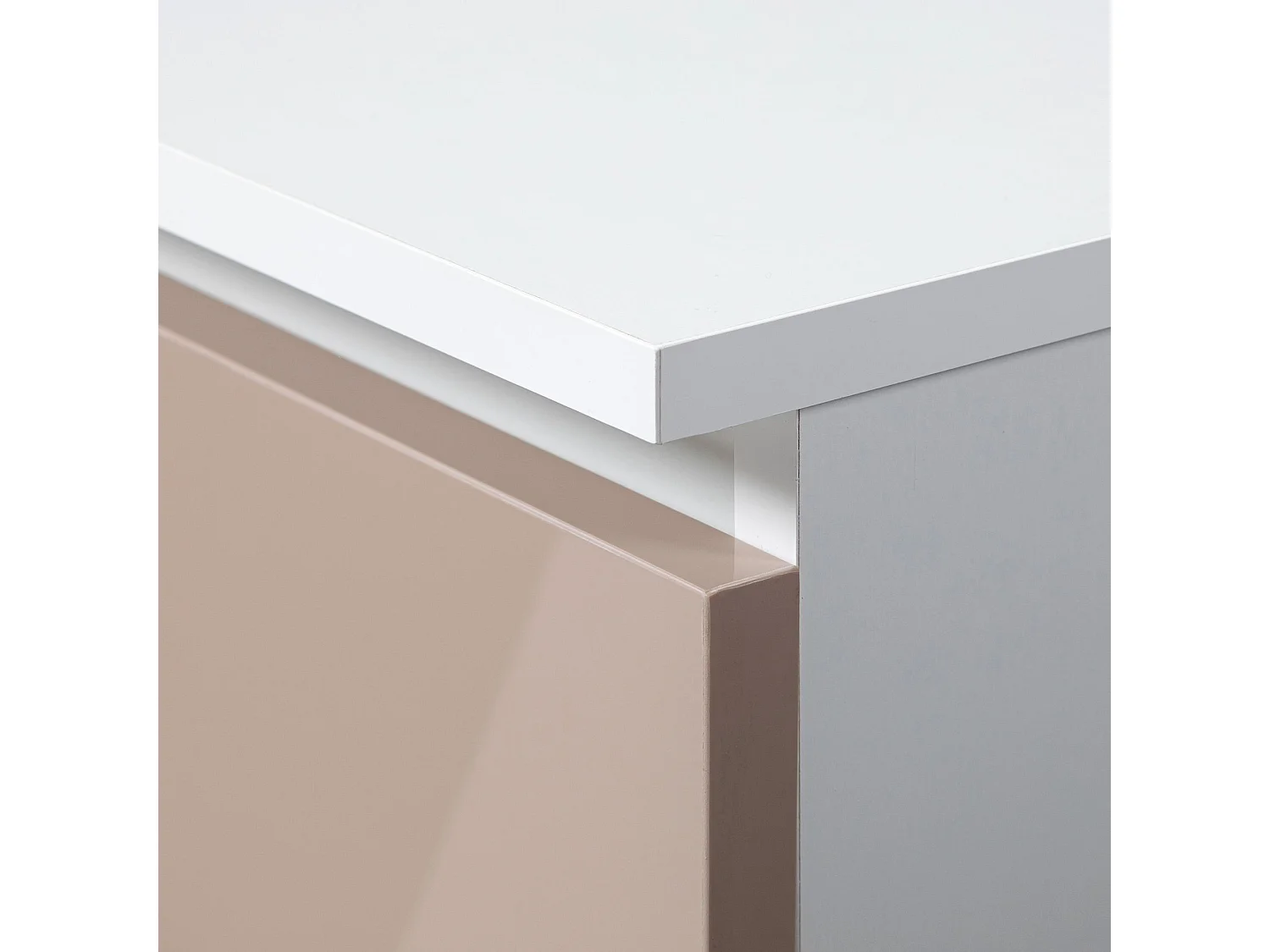 Surmeuble pour armoire AKORD S90 Blanc 90 cm 2 portes façade Cappuccino Brillant 2 étagères 90x51x55 cm