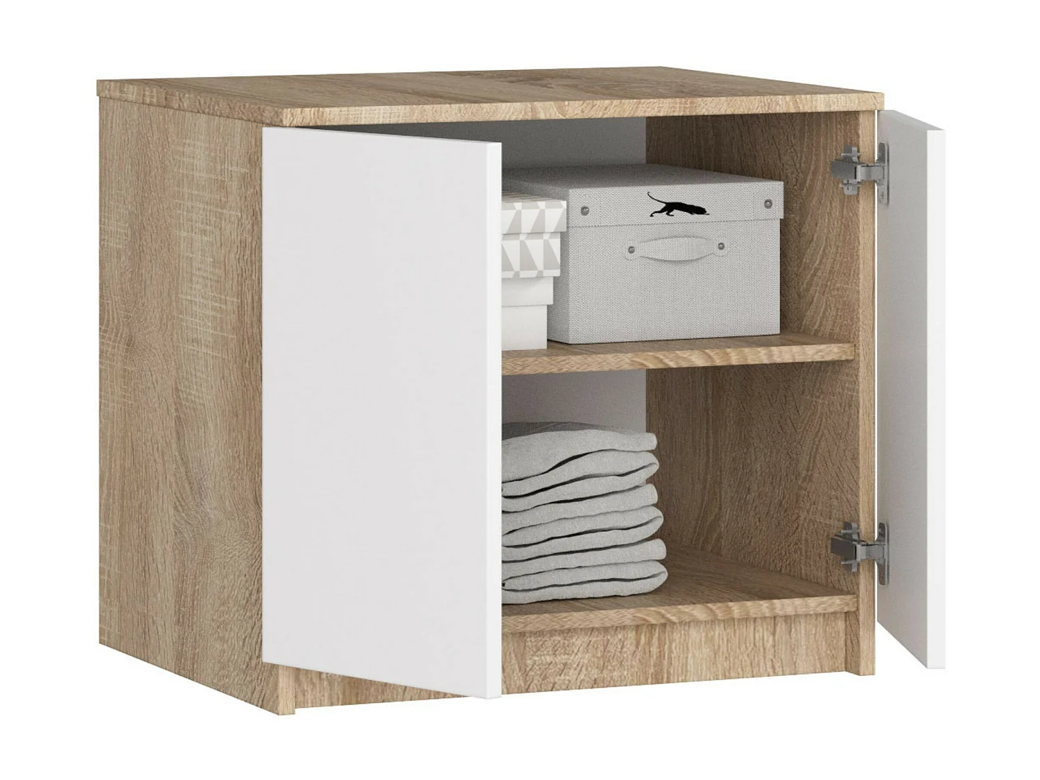 Surmeuble pour armoire AKORD S60 Chêne Sonoma 60 cm 2 portes façade Blanche 2 étagères 60x51x55 cm