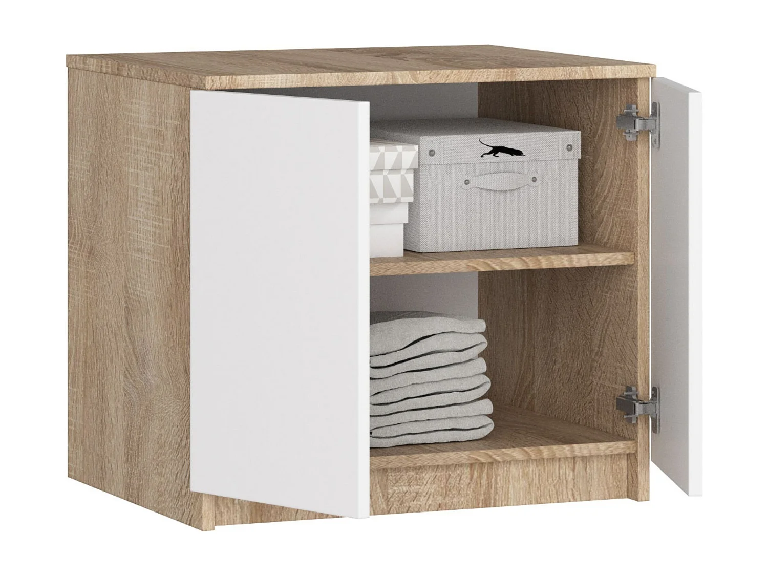 Nadstawka na szafę AKORD S60 Dąb Sonoma 60 cm 2 drzwi kolor Biały mat 2 półki 60x51x55 cm