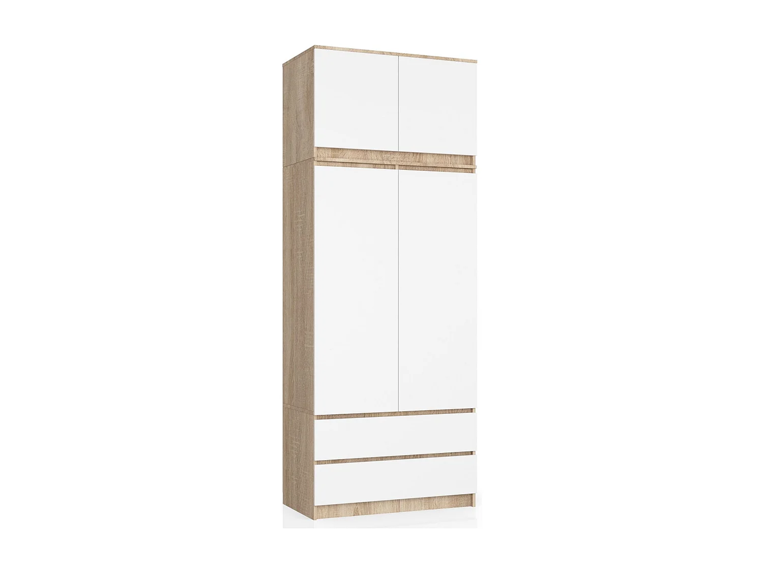 Kastverhoger Dressoir S90 2D 2SZ - Sonoma Eiken/Wit - 90x55x51 cm - Zelfmontage Meubel
