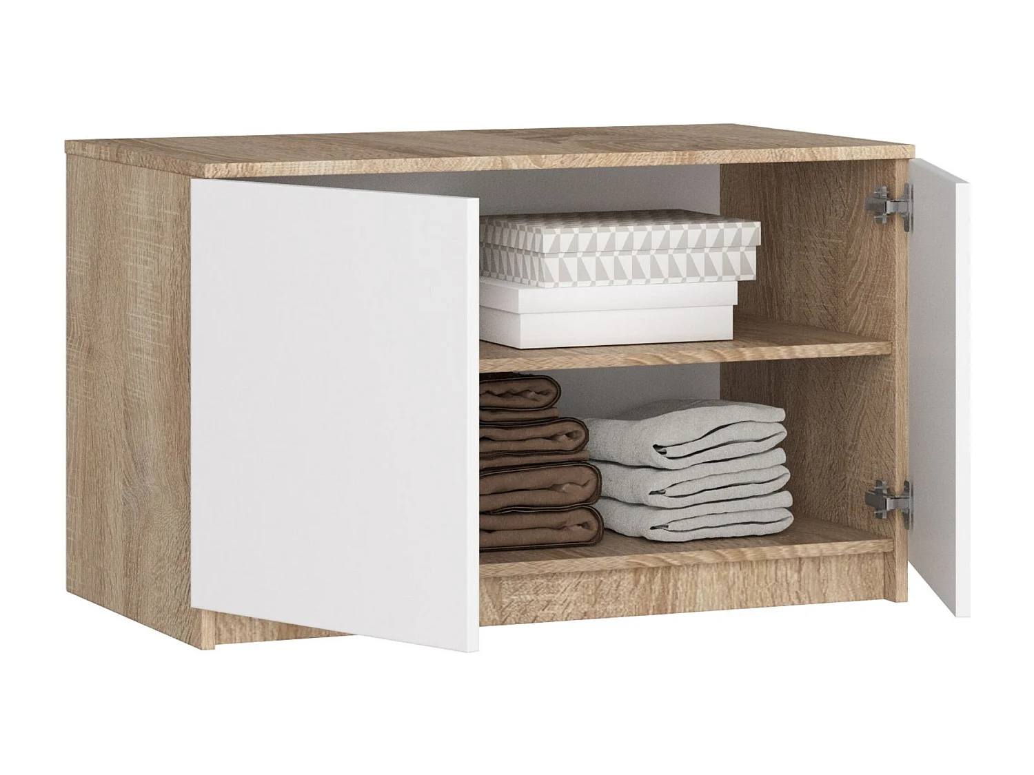 Surmeuble pour armoire AKORD S90 Chêne Sonoma 90 cm 2 portes façade Blanche 2 étagères 90x51x55 cm