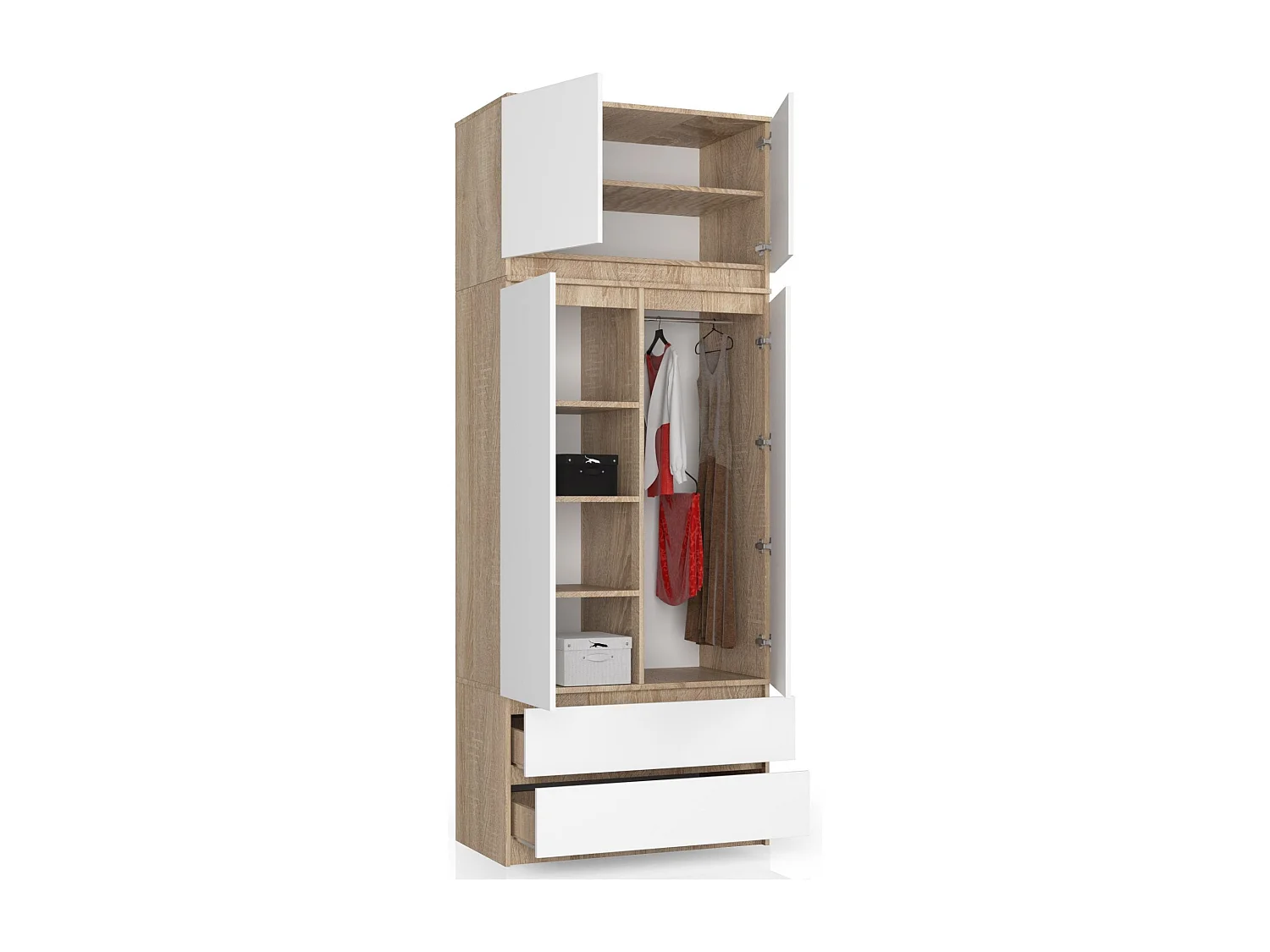 Sopralzo per armadio AKORD S90 Sonoma Quercia 90 cm 2 ante inserto frontale Bianco 90x51x55 cm