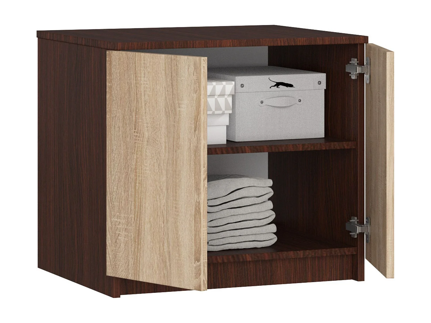 Surmeuble pour armoire AKORD S60 Wengé 60 cm 2 portes façade Chêne Sonoma 2 étagères 60x51x55 cm