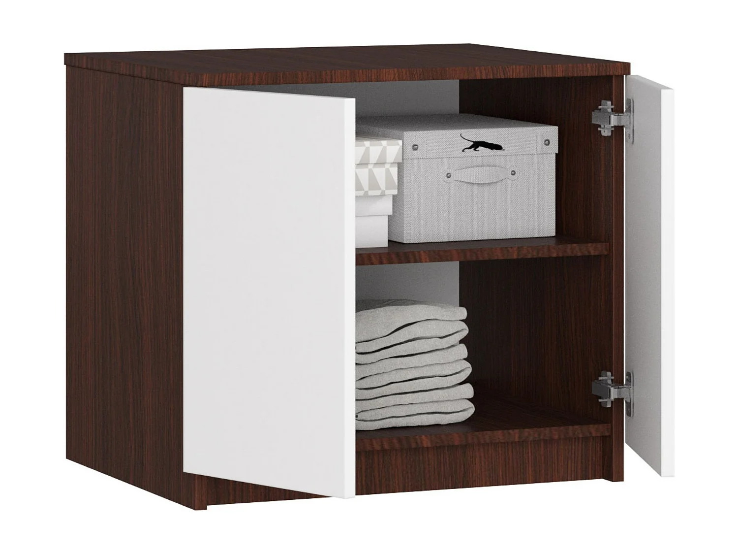 Surmeuble pour armoire AKORD S60 Wengé 60 cm 2 portes façade Blanche 2 étagères 60x51x55 cm