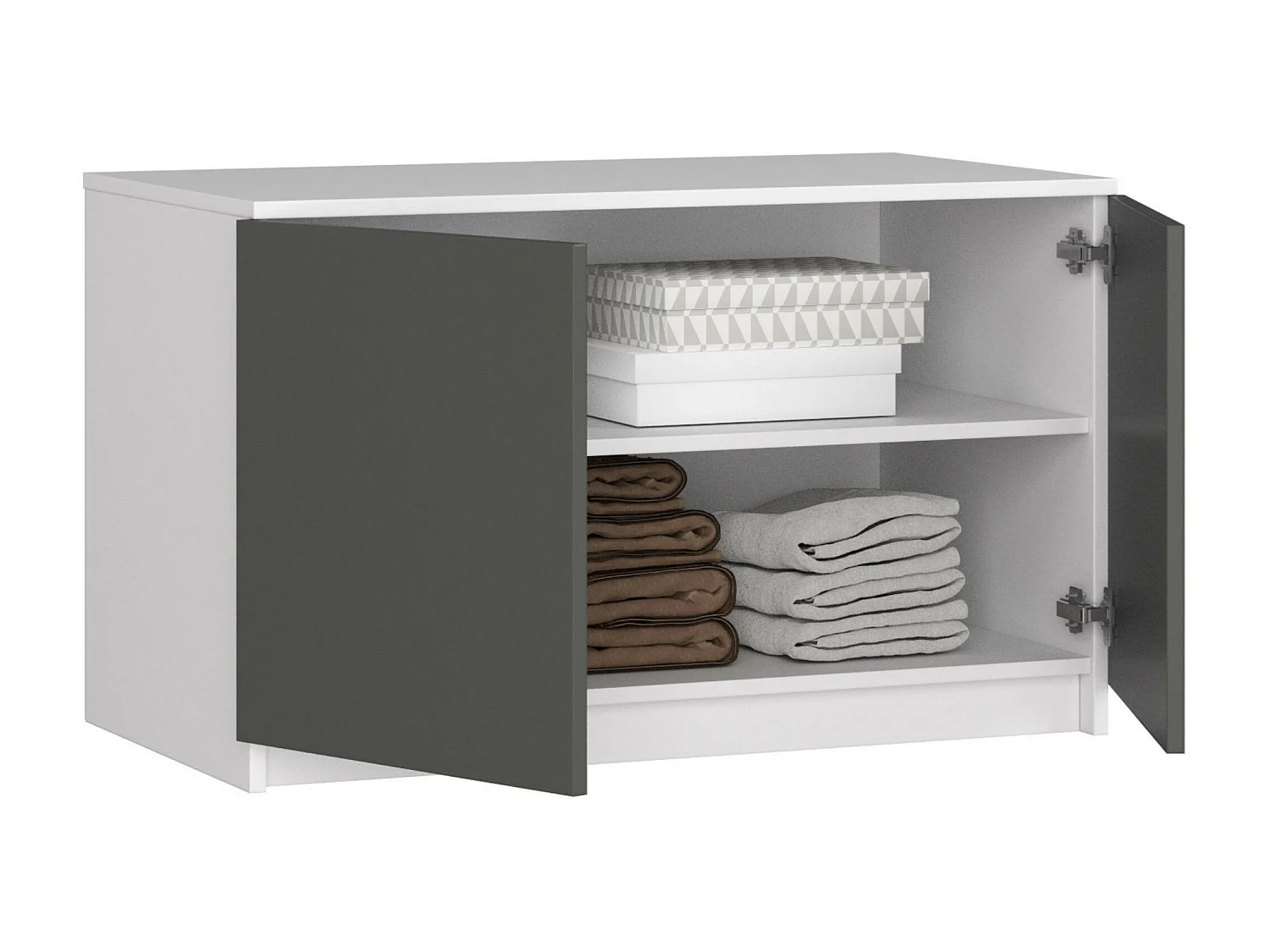 Opzetstuk voor Kast S 90 cm - Wit en Grafietgrijs - 2 Deuren