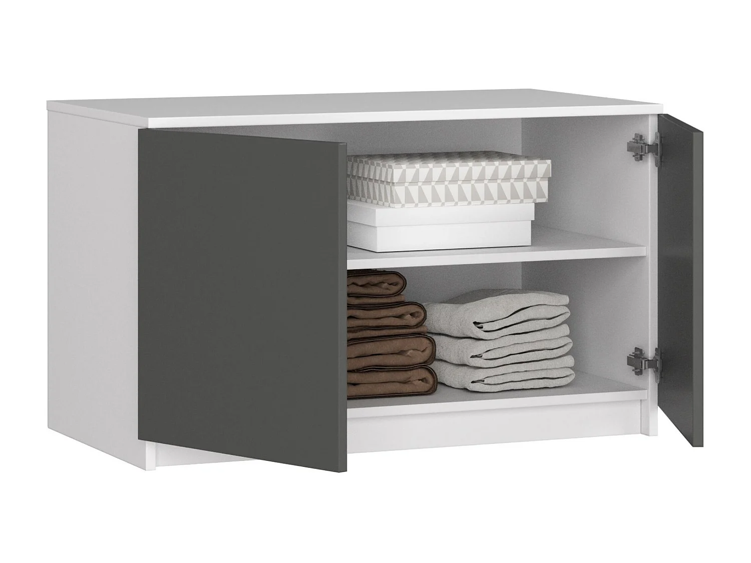 Sopralzo per armadio AKORD S90 Bianco 90 cm 2 ante inserto frontale Grigio Grafite 90x51x55 cm