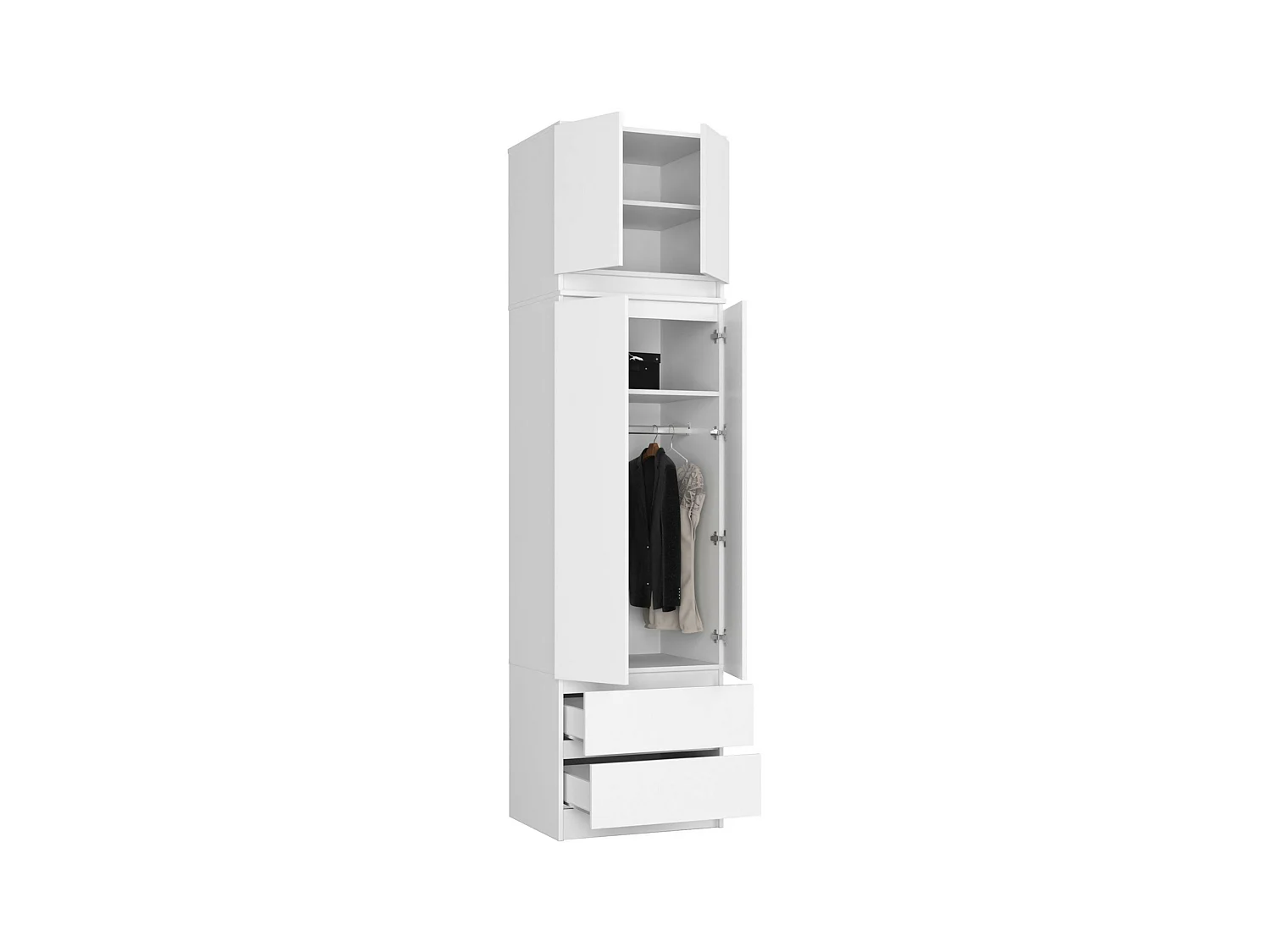 Nadstawka na szafę AKORD S60 Biała 60 cm 2 drzwi kolor Biały mat 2 półki 60x51x55 cm