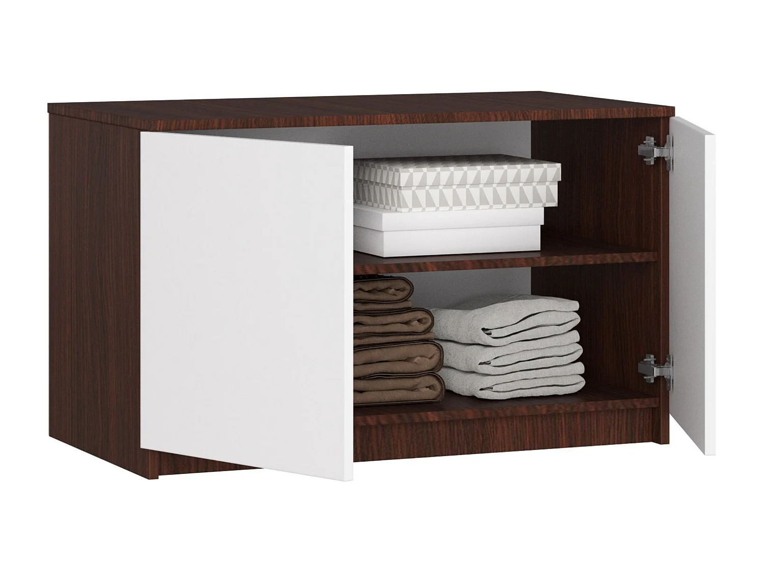 Nadstawka na szafę AKORD S90 Wenge 90 cm 2 drzwi kolor Biały mat 2 półki 90x51x55 cm