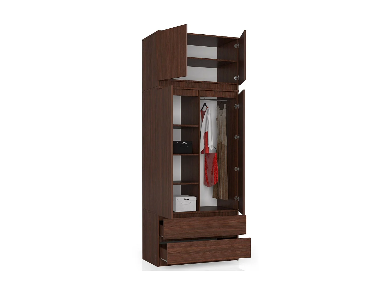 Surmeuble pour armoire AKORD S90 Wengé 90 cm 2 portes façade Wengé 2 étagères 90x51x55 cm