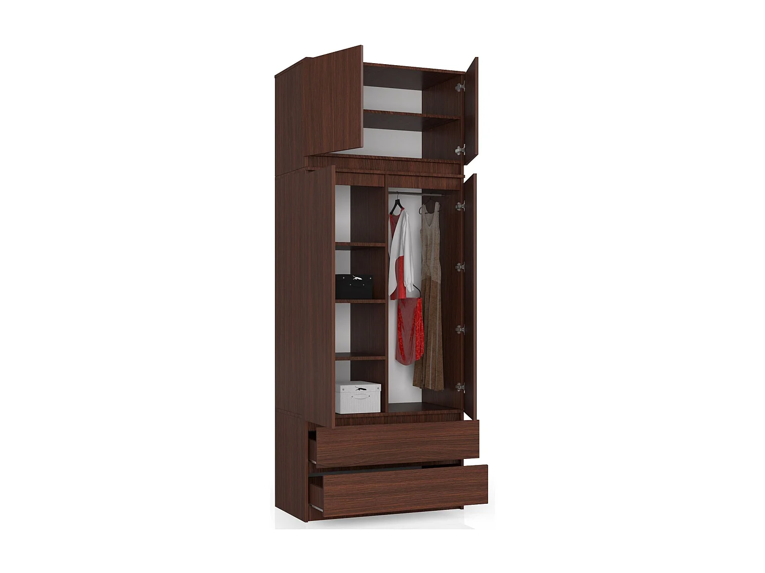 Surmeuble pour armoire AKORD S90 Wengé 90 cm 2 portes façade Wengé 2 étagères 90x51x55 cm
