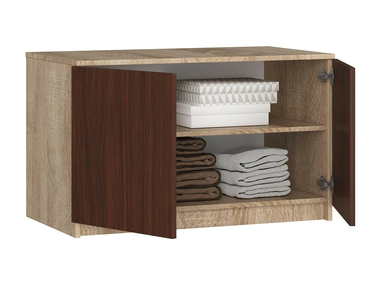 Surmeuble pour armoire AKORD S90 Chêne Sonoma 90 cm 2 portes façade Wengé 2 étagères 90x51x55 cm