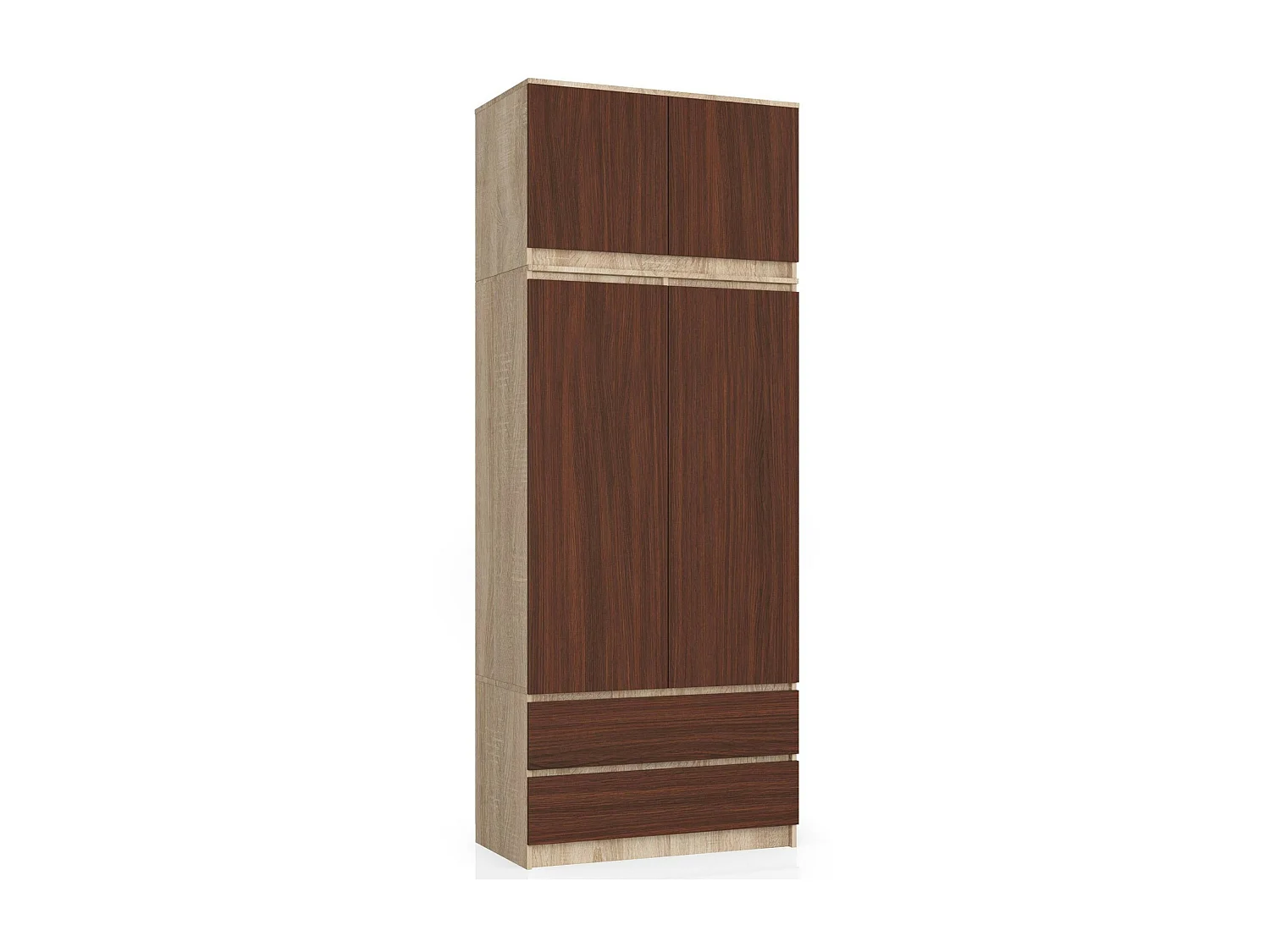Surmeuble pour armoire AKORD S90 Chêne Sonoma 90 cm 2 portes façade Wengé 2 étagères 90x51x55 cm