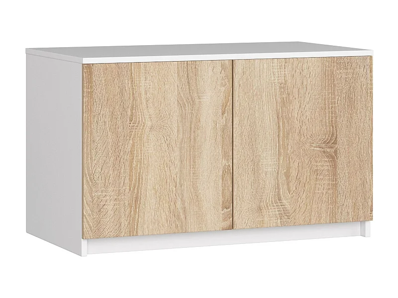 Schrankaufsatz für Kleiderschrank AKORD S90 Weiß 90 cm 2 Türen 2 Ebenen Front Sonoma-Eiche B90 x H55 x T51 cm