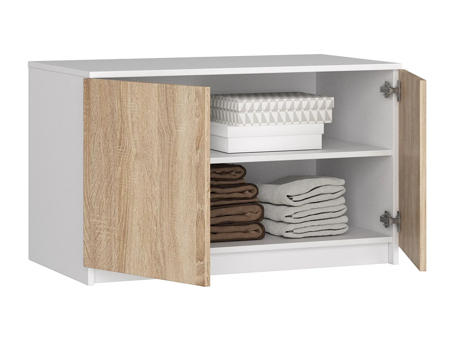 Nadstawka na szafę AKORD S90 Biała 90 cm 2 drzwi kolor Dąb Sonoma mat 2 półki 90x51x55 cm