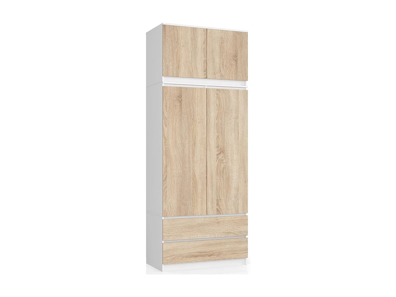 Surmeuble pour armoire AKORD S90 Blanc 90 cm 2 portes façade Chêne Sonoma 2 étagères 90x51x55 cm