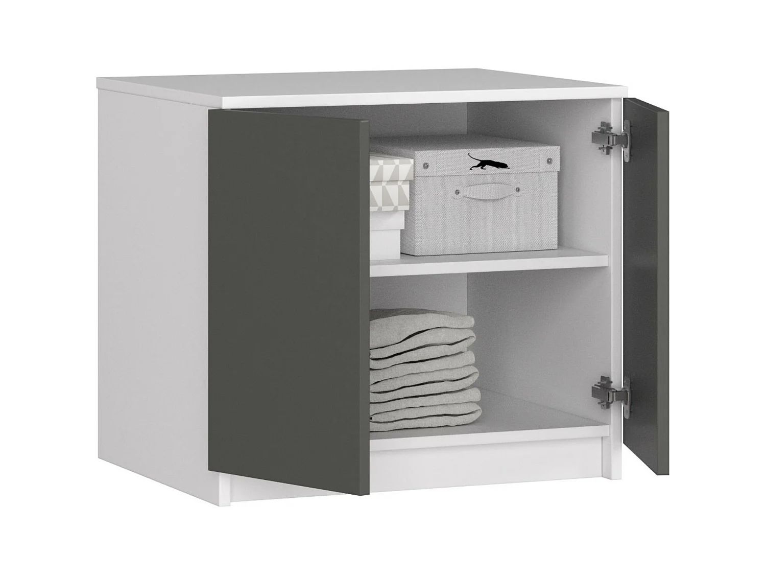 Kastopzetstuk 60 cm Staand Biało-Grafiet met ABS Randen - Zelfmontage Mat Afwerking